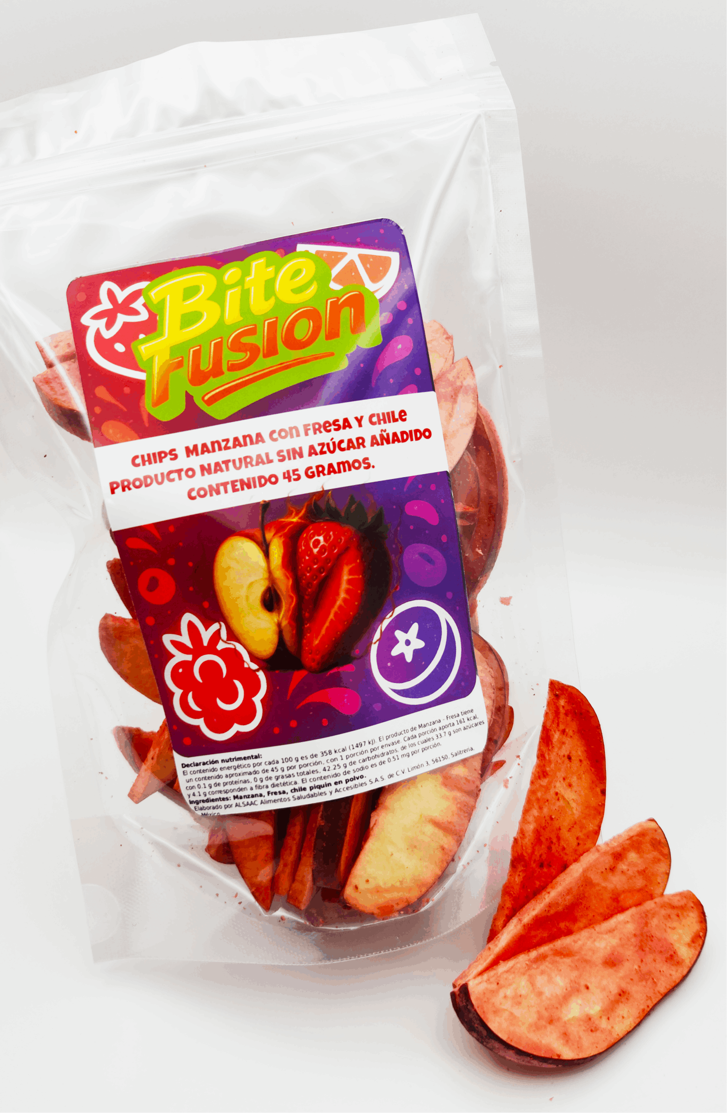 BiteFusion Manzana - Fresa Chile, 45 gramos.