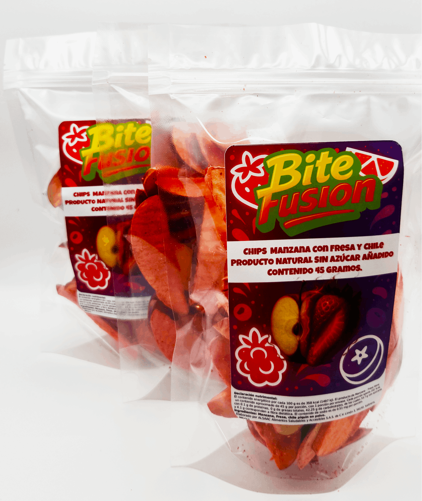 BiteFusion Manzana - Fresa Chile, 45 gramos.